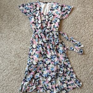 Floral Wrap Dress with Belt